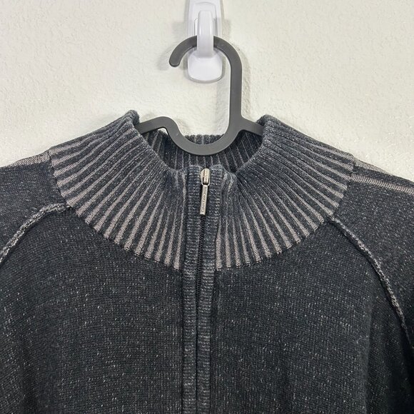 Calvin Klein Jeans Half Zip Raglan Sweater Charcoal Black Distressed Preppy - Picture 4 of 10